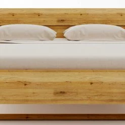 Holzbett Mit Breitem Kopfteil & Kufen Gestell - Tonina -Massivholzbetten Shop holzbett mit breitem kopfteil kufen gestell aus wildeiche massivholz tonina 05