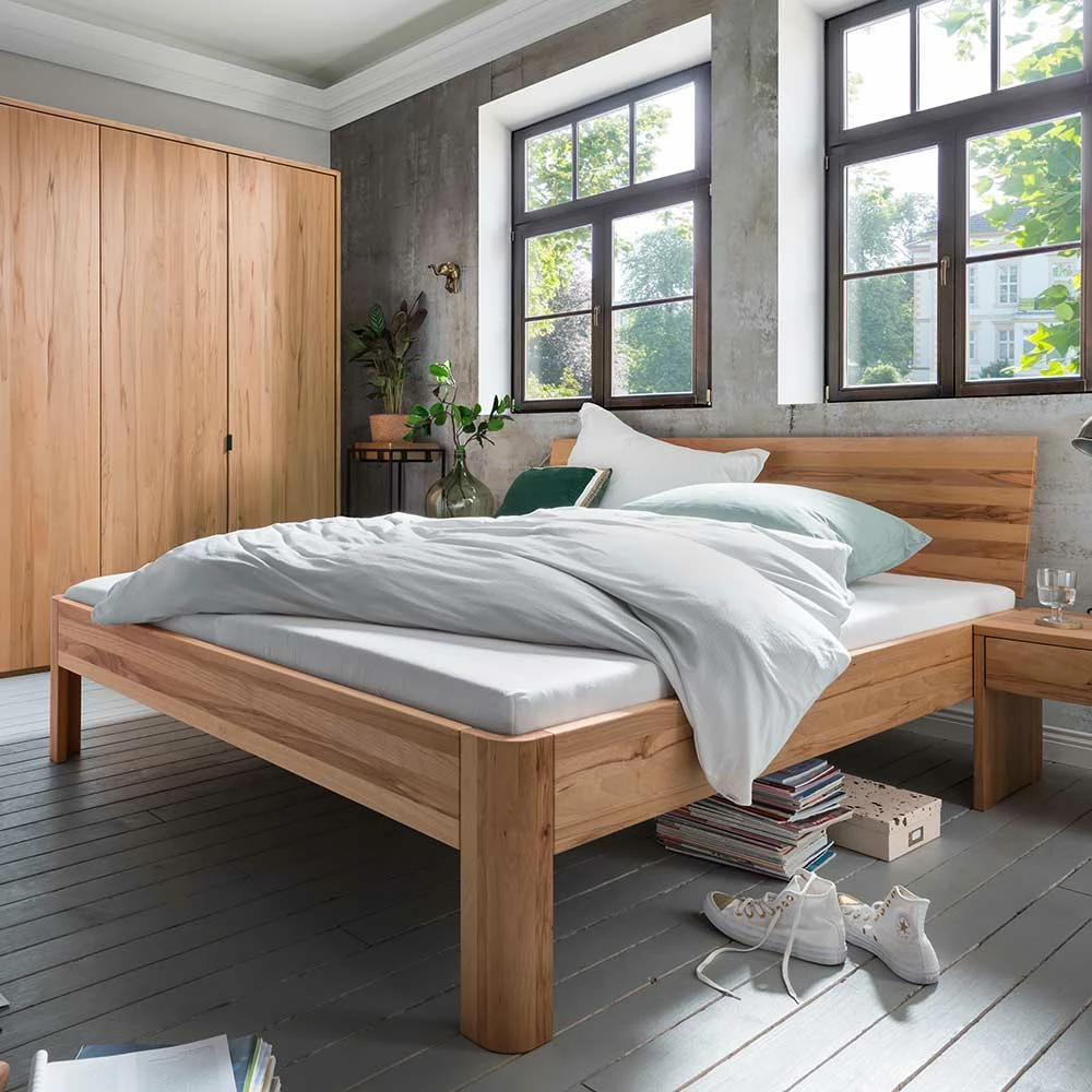 Holzbett mit Kopfteil aus Kernbuche - Izmaldon Holzbett Mit Kopfteil Aus Kernbuche - Izmaldon -Massivholzbetten Shop holzbett mit kopfteil aus kernbuche geoeltes massivholz izmaldon 01