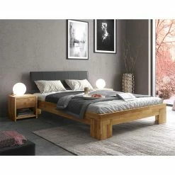 Holzbett & Nachtkommoden Aus Eiche - Norte (dreiteilig)