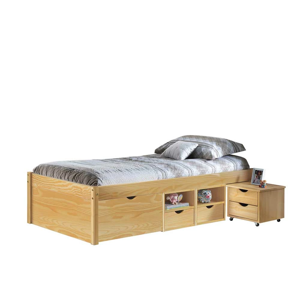 Holzbett Francena mit Schubladen (zweiteilig) Holzbett Francena Mit Schubladen (zweiteilig) -Massivholzbetten Shop holzbett schubladen kiefer massiv francena f