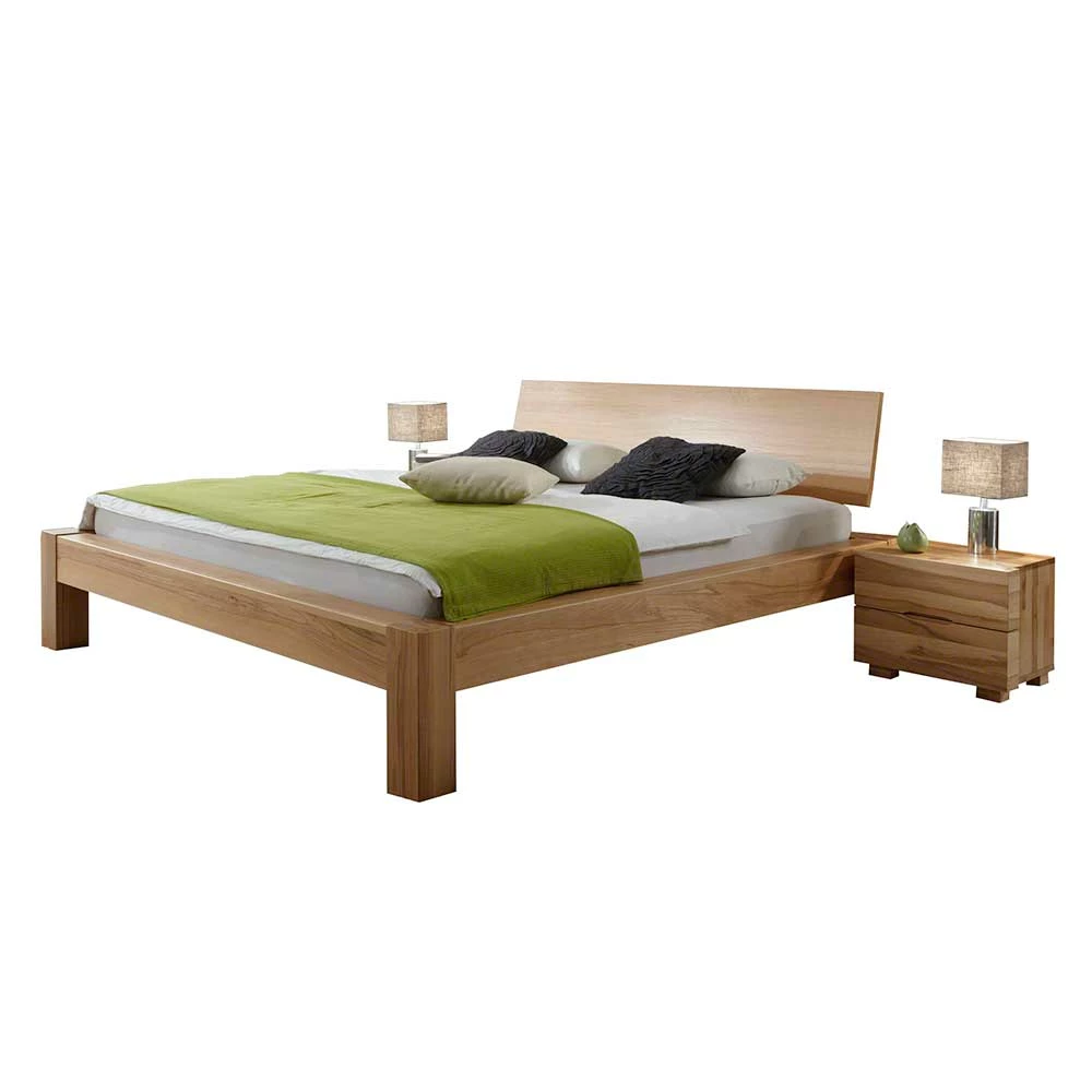 Holzbett Und Nachtschränke Josch In Kernbuche Massiv Geölt (dreiteilig)