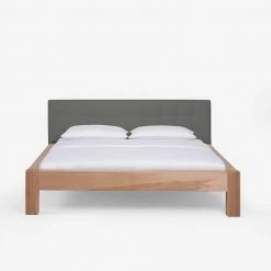 Kernbuche Bett Pandaua Mit Polster-Kopfteil In Grau 2 Kernbuche Bett Pandaua Mit Polster-Kopfteil In Grau -Massivholzbetten Shop kernbuche bett polster kopfteil in grau als doppelbett auch in ueberlaenge pandaua 02