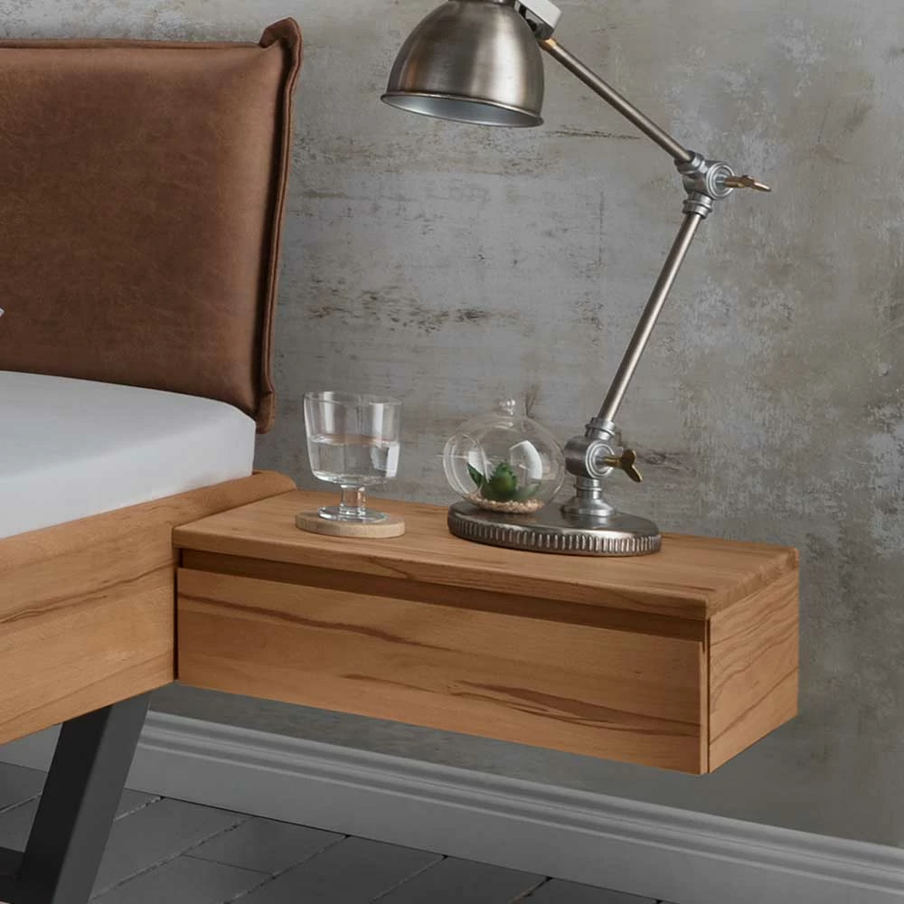 Kernbuche Doppelbett & Nachtkonsolen - Eudrinia (dreiteilig) Kernbuche Doppelbett & Nachtkonsolen - Eudrinia (dreiteilig) -Massivholzbetten Shop kernbuche doppelbett nachtkonsolen im industry und loft stil eudrinia 04