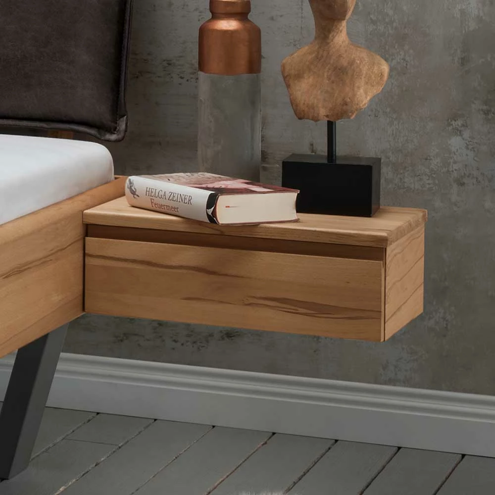 Kernbuche Doppelbett & Nachttische - Eudrinia I (dreiteilig) Kernbuche Doppelbett & Nachttische - Eudrinia I (dreiteilig) -Massivholzbetten Shop kernbuche doppelbett nachttische zum einhaengen eudrinia i 04