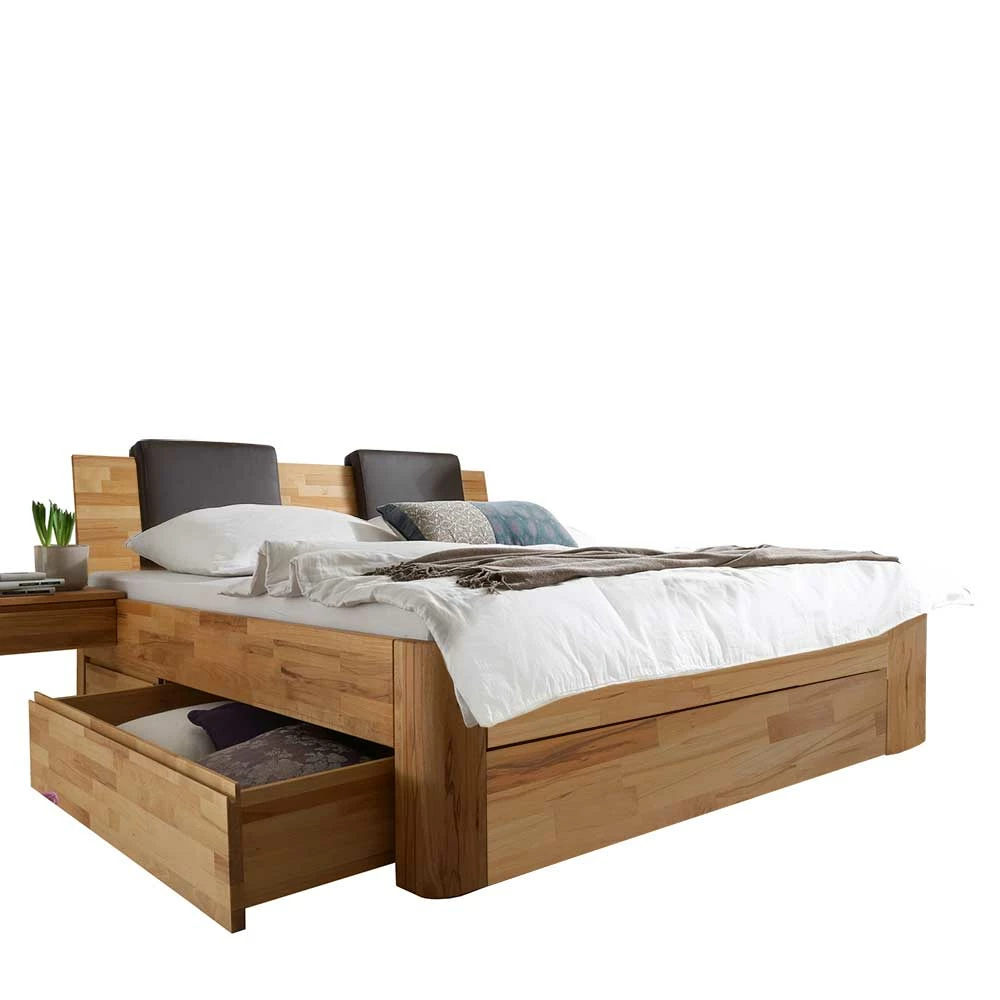 Kernbuche Funktionsbett mit 2 Schubladen - Jecana Kernbuche Funktionsbett Mit 2 Schubladen - Jecana -Massivholzbetten Shop kernbuche funktionsbett mit 2 schubladen kopfteil polstern jecana f