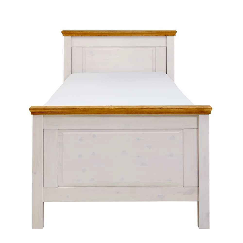 Kiefernholz Bettgestell In Weiß & Lauge - Sibiuta - Image 2