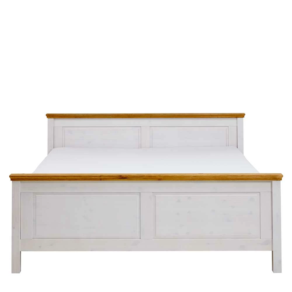 Kiefernholz Bettgestell In Weiß & Lauge - Sibiuta - Image 3