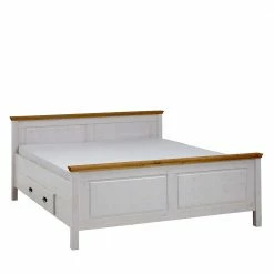 Kiefernholz Bettgestell In Weiß & Lauge - Sibiuta