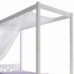 Kiefernholz Himmelbett In Weiß - Fomar 3 Kiefernholz Himmelbett In Weiß - Fomar -Massivholzbetten Shop kiefernholz himmelbett in weiss in 90x200 optional mit bettkasten fomar 03