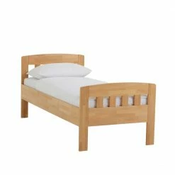 Komfort-Einzelbett Label Aus Massivholz Buche Klar Lackiert