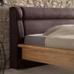 Komfortbett Yoanna Mit Polsterkopfteil In Braun Z.B. 200x200 -Massivholzbetten Shop komfortbett polsterkopfteil in braun z.b. 200x200 bettgestell eiche massivholz furnier yoanna 03