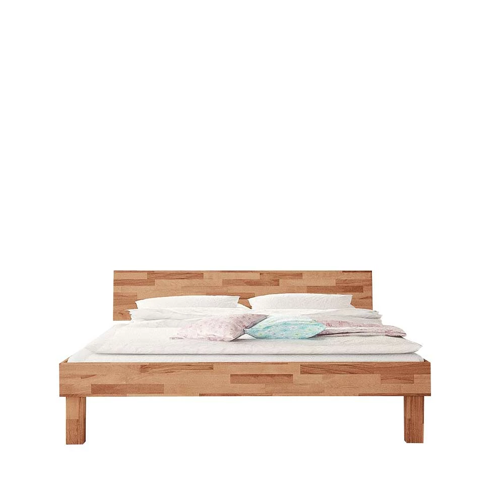 Kurzes Ehebett aus Buche 190 cm Länge - Reverian Kurzes Ehebett Aus Buche 190 Cm Länge - Reverian -Massivholzbetten Shop kurzes ehebett aus buche 190 cm laenge mit kopfteil parkettverleimung reverian f
