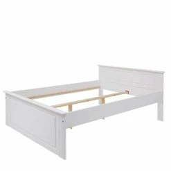 Lackiertes Kiefernholz Ehebett In Weiß - Velriva