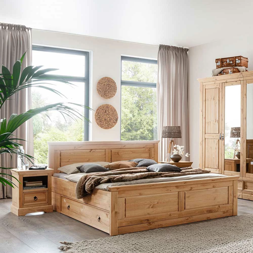 Landhaus Bettanlage In Eichefarben - Voeca (dreiteilig) - Image 3