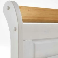 Landhaus Doppelbett & Nachtkommoden - Oradea (dreiteilig) -Massivholzbetten Shop landhaus doppelbett nachtkommoden aus kiefer in weiss natur oradea 03