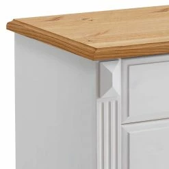 Landhaus Doppelbett & Nachtkommoden - Oradea (dreiteilig) -Massivholzbetten Shop landhaus doppelbett nachtkommoden aus kiefer in weiss natur oradea 06