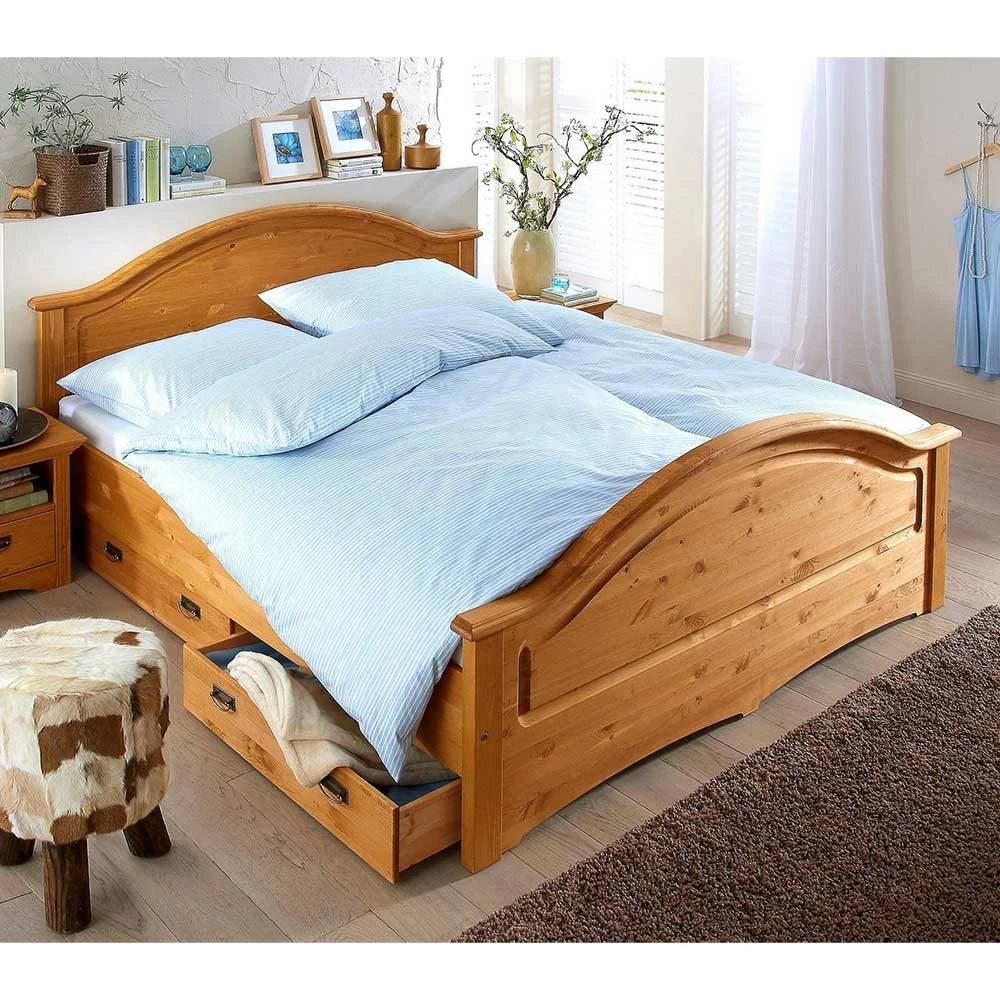 Landhaus Holzbett in Kiefer Natur - Vocoja Landhaus Holzbett In Kiefer Natur - Vocoja -Massivholzbetten Shop landhaus holzbett in kiefer natur mit lattenrost optional bettkasten vocoja 01