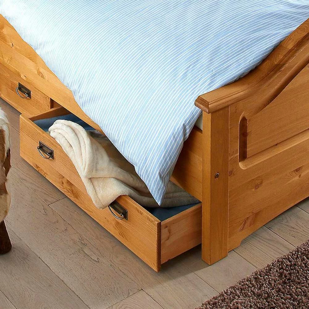 Landhaus Holzbett in Kiefer Natur - Vocoja Landhaus Holzbett In Kiefer Natur - Vocoja -Massivholzbetten Shop landhaus holzbett in kiefer natur mit lattenrost optional bettkasten vocoja 03