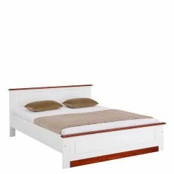 Landhaus Holzbett In Weiß & Kirschbaum - Vendirai -Massivholzbetten Shop landhaus holzbett in weiss kirschbaum optional mit schubladen vendirai 02