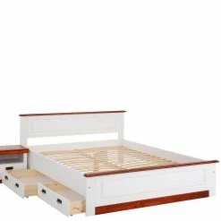 Landhaus Holzbett In Weiß & Kirschbaum - Vendirai -Massivholzbetten Shop landhaus holzbett in weiss kirschbaum optional mit schubladen vendirai 04