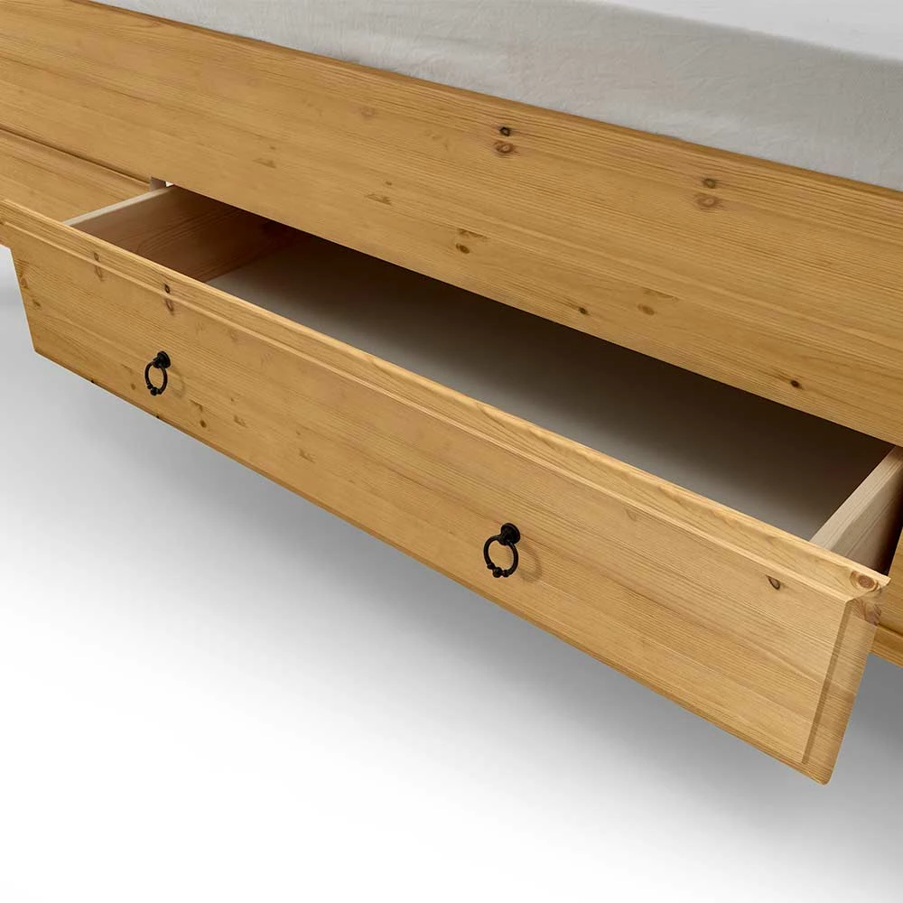 Landhaus Kiefernholz Bett Mit Schublade - Cabressan - Image 4