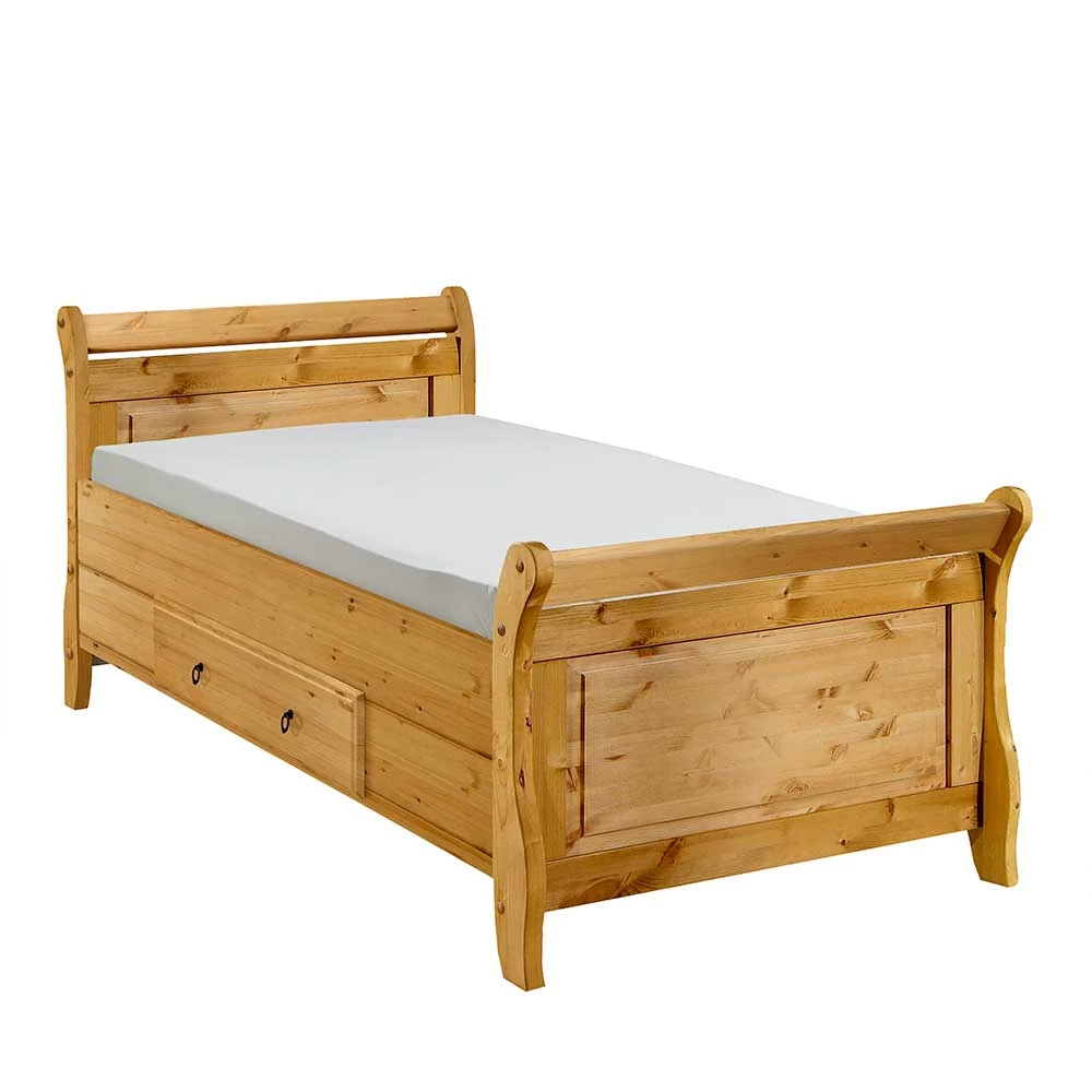 Landhaus Kiefernholz Bett Mit Schublade - Cabressan