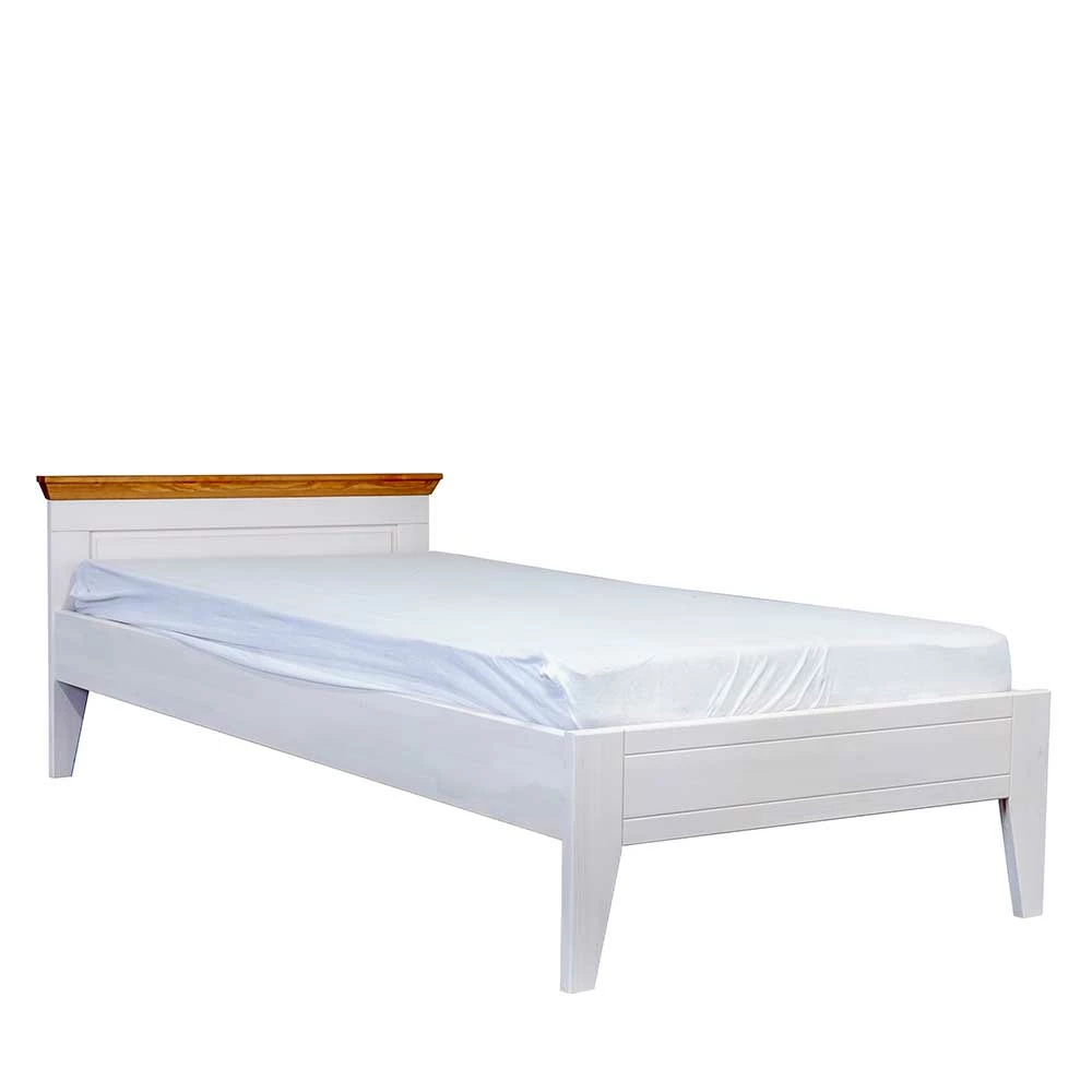 Landhausbett in 90x200 oder 120x200 - Envicron Landhausbett In 90x200 Oder 120x200 - Envicron -Massivholzbetten Shop landhausbett in 90x200 oder 120x200 weiss eichefarben aus kiefer envicron f