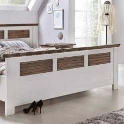 Landhausbett Dubanos In Weiß Braun -Massivholzbetten Shop landhausbett weiss braun kiefer dubanos 04