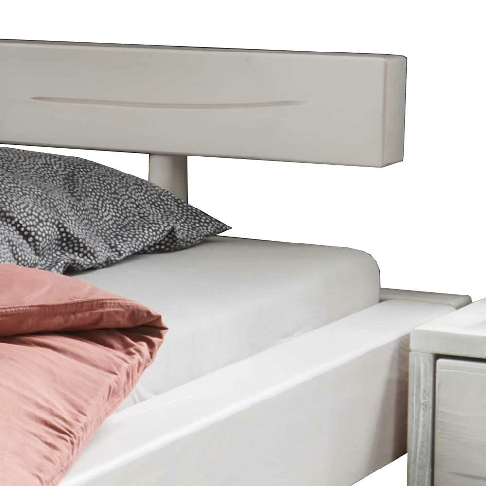 Massives Balkenbett In Weiß Lasiert - Restania - Image 4