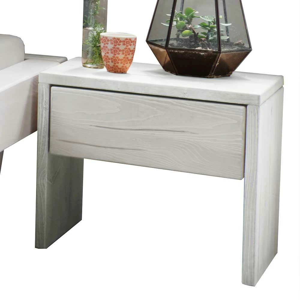 Massives Balkenbett In Weiß Lasiert - Restania - Image 5