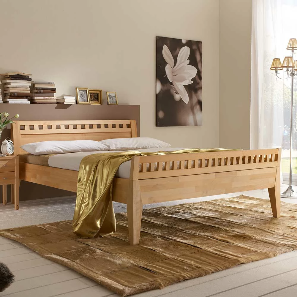 Massives Holzbett Mit Kopfteil & Fußteil - Jilmena I