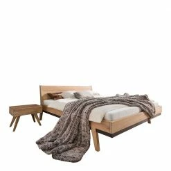 Massives Holzbett Set In Wildeiche - Elscura (dreiteilig)