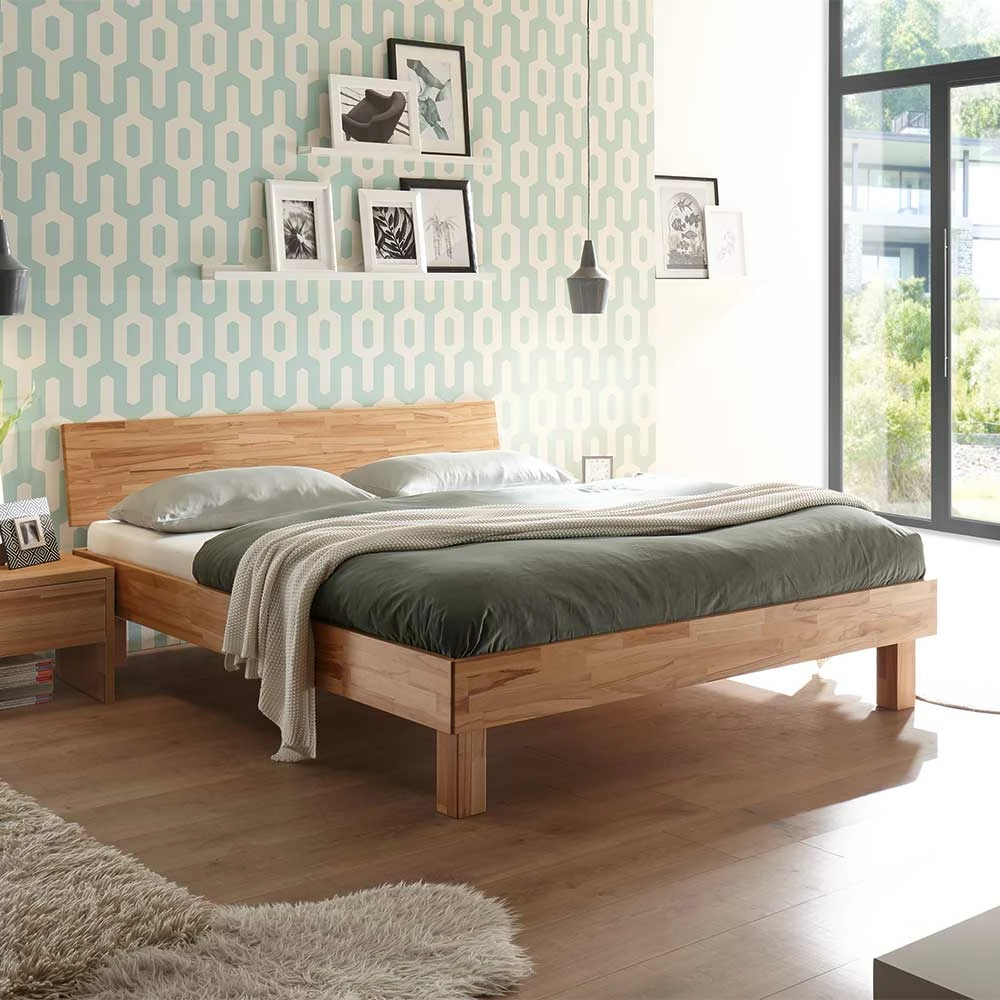 Massives Kernbuche Bett mit Kopfteil - Sotrigo Massives Kernbuche Bett Mit Kopfteil - Sotrigo -Massivholzbetten Shop massives kernbuche bett mit kopfteil von 90x200 bis 180x200 sotrigo 01