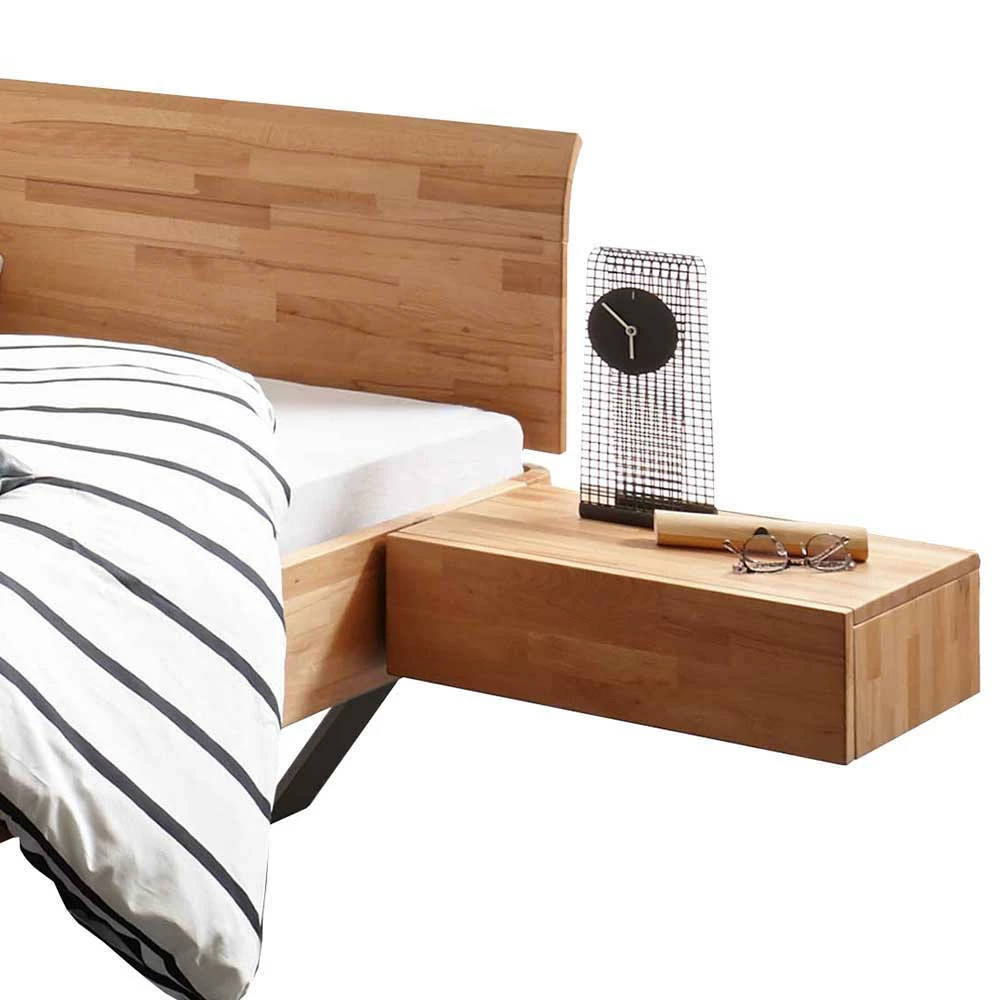 Massivholzbett & Hänge-Nachttische - Zirack (dreiteilig) Massivholzbett & Hänge-Nachttische - Zirack (dreiteilig) -Massivholzbetten Shop massivholzbett haenge nachttische aus kernbuche massivholz zirack 03