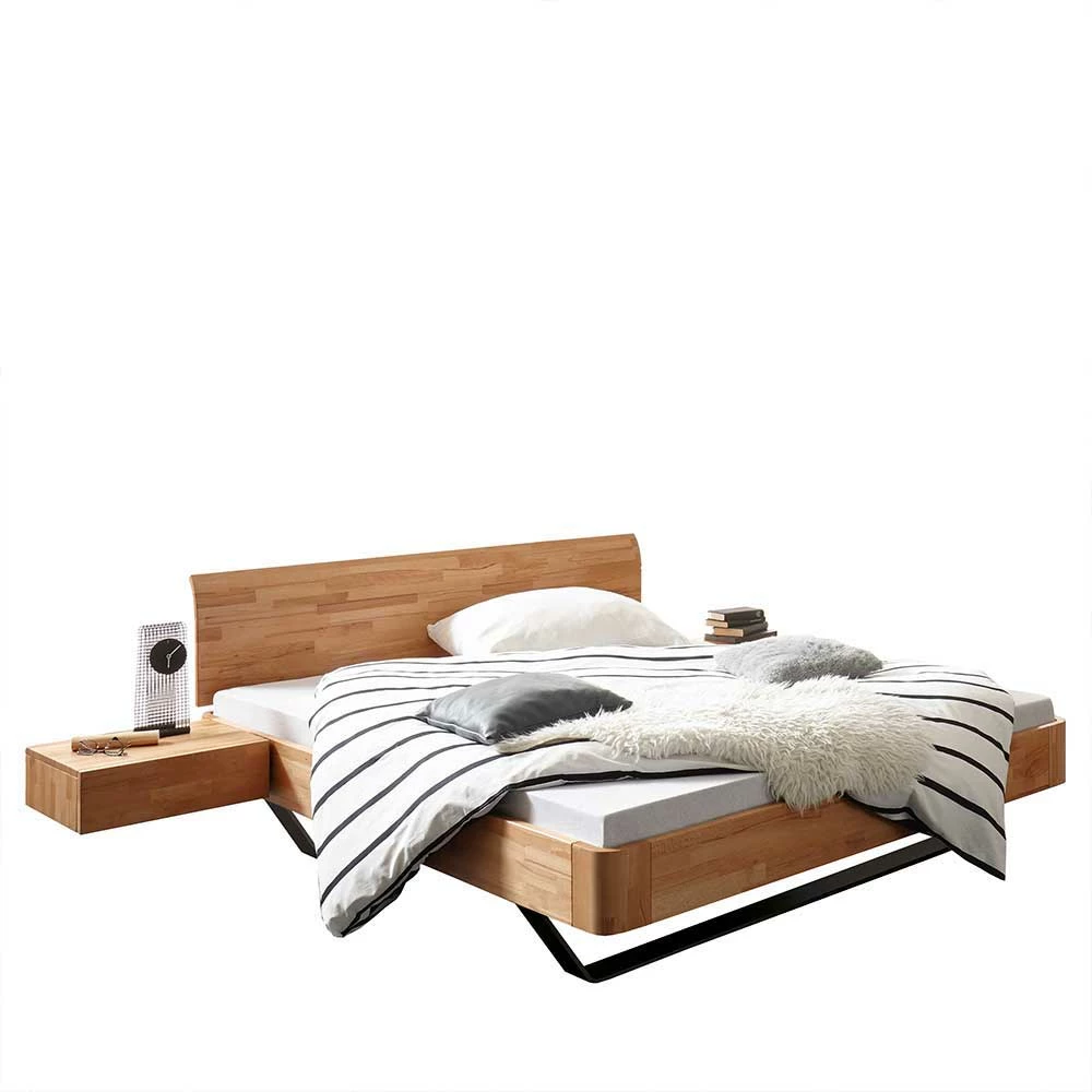 Massivholzbett & Hänge-Nachttische - Zirack (dreiteilig) Massivholzbett & Hänge-Nachttische - Zirack (dreiteilig) -Massivholzbetten Shop massivholzbett haenge nachttische aus kernbuche massivholz zirack f