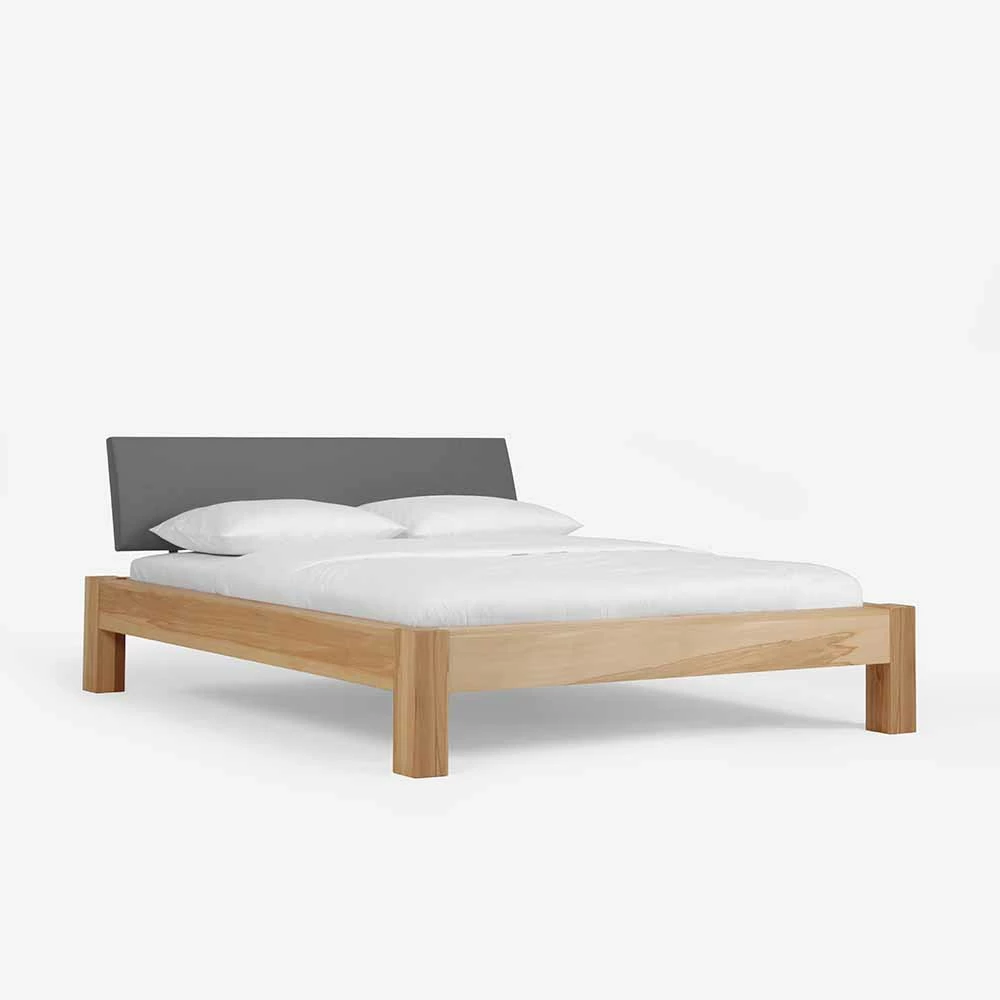 Massivholzbett Gargano Mit Polsterkopfteil In Grau - Image 2