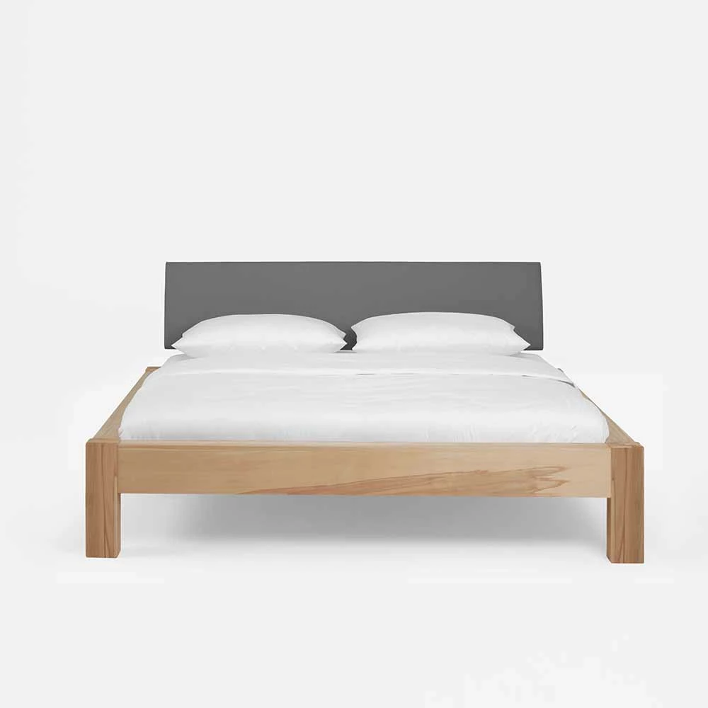 Massivholzbett Gargano Mit Polsterkopfteil In Grau - Image 3