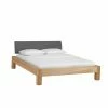 Massivholzbett Gargano Mit Polsterkopfteil In Grau