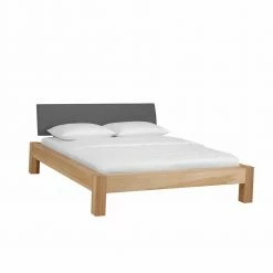 Massivholzbett Gargano Mit Polsterkopfteil In Grau