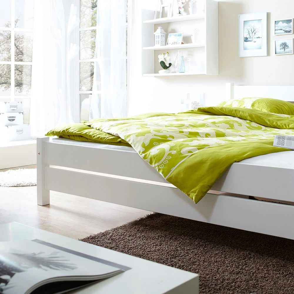 Massivholzbett Alta In Weiß - Image 2