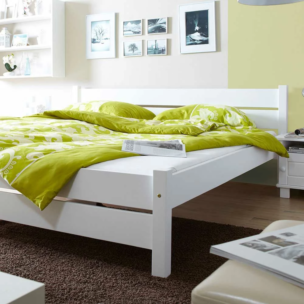 Massivholzbett Alta In Weiß - Image 3