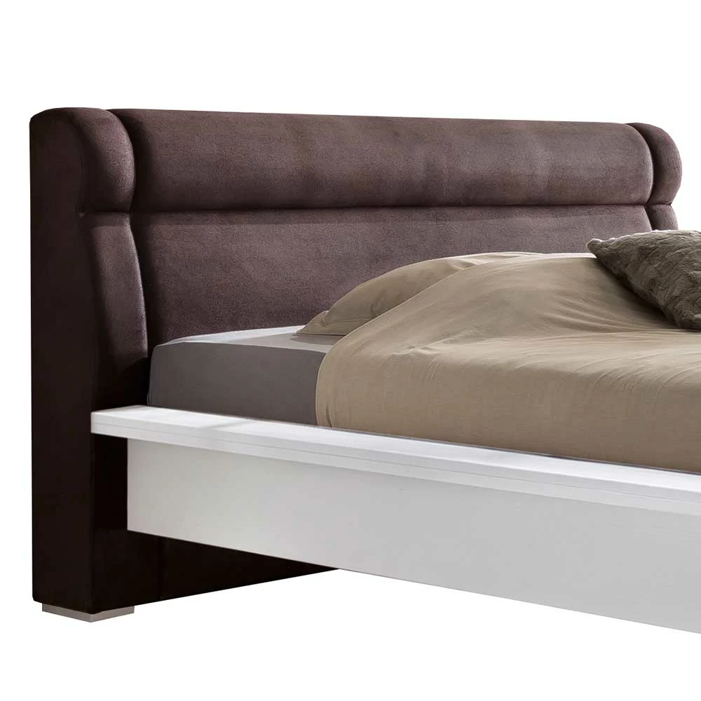 Modernes Bett In Weiß Pinie Mit Kopfteil - Grandessa - Image 3
