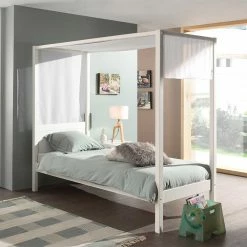 Modernes Himmelbett Aus Holz In Weiß - Belego