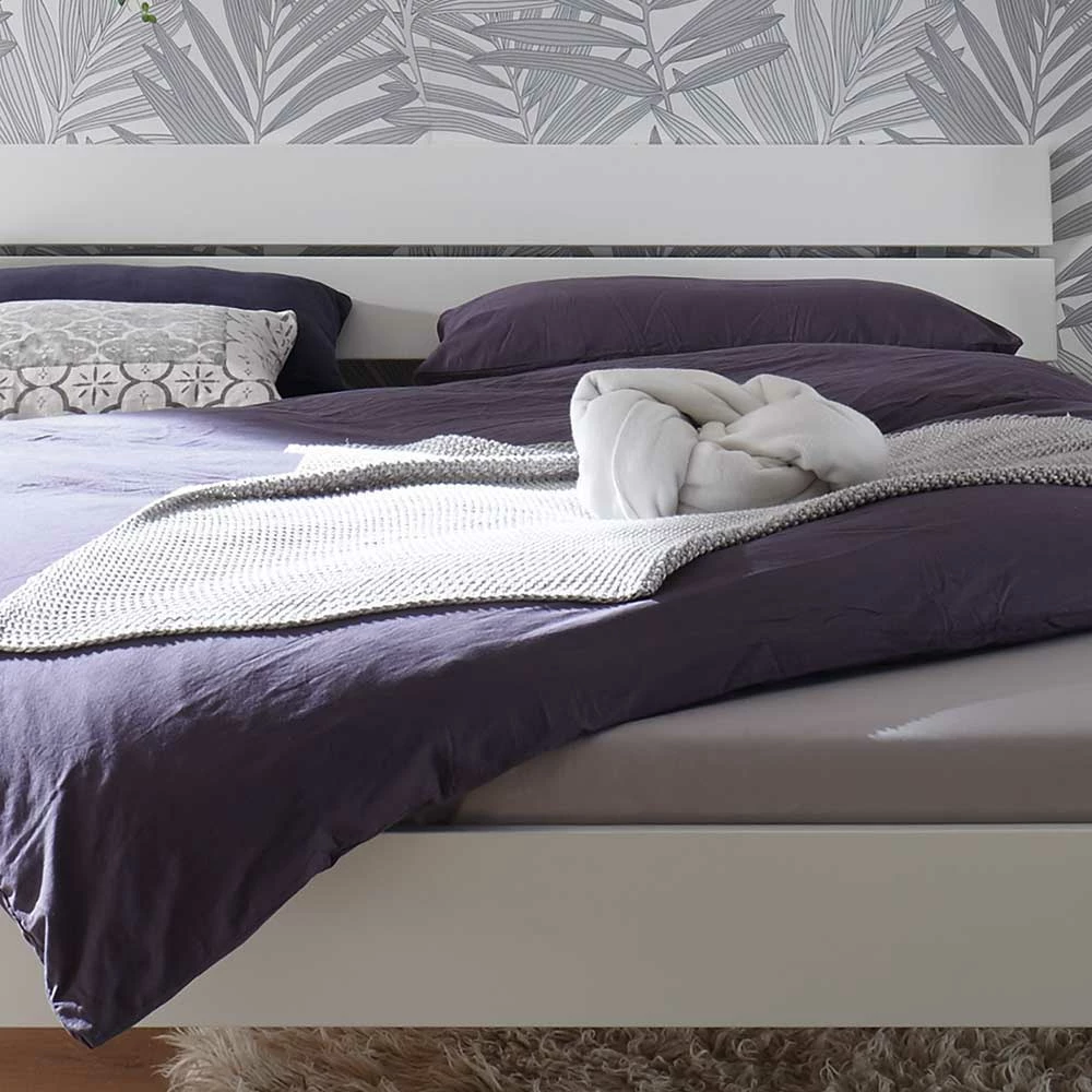 Modernes Holzbett mit Nachttisch - Crimera (zweiteilig) Modernes Holzbett Mit Nachttisch - Crimera (zweiteilig) -Massivholzbetten Shop modernes holzbett mit nachttisch in weiss 90x200 100x200 crimera 04