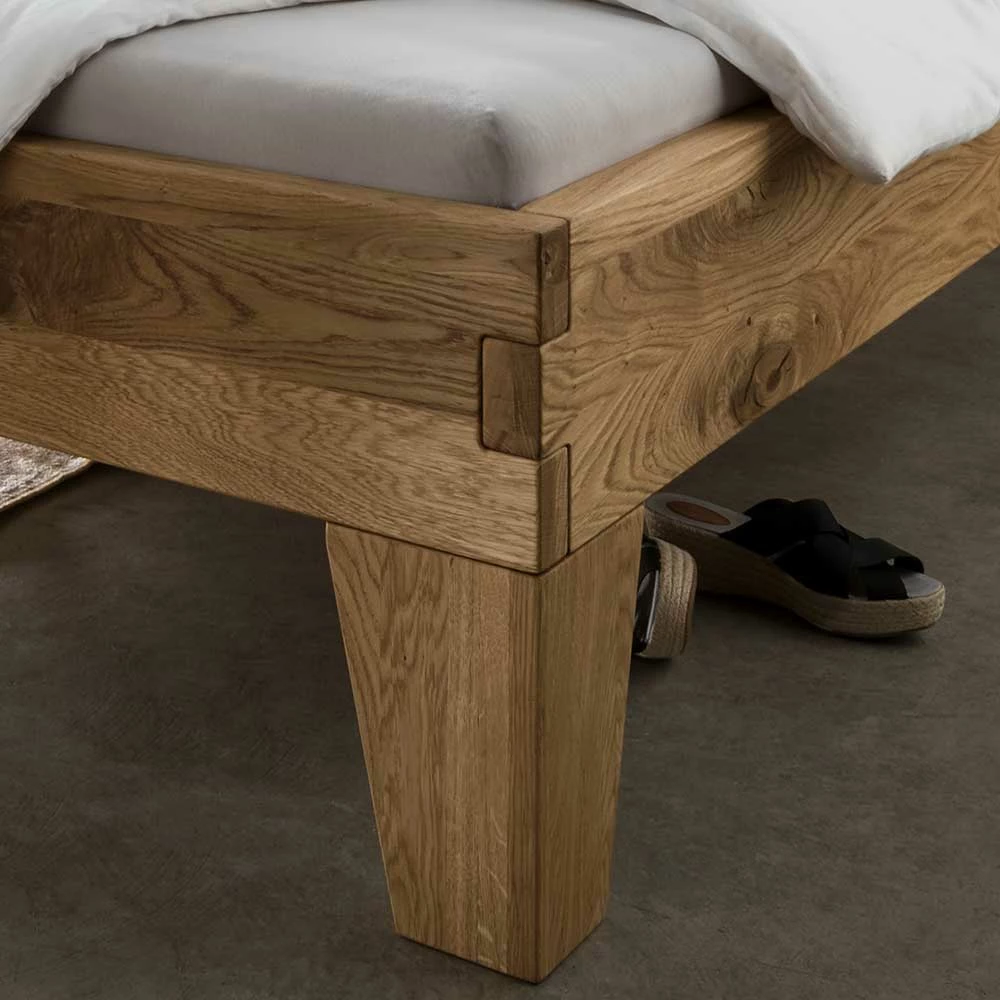 Modernes Wildeiche Bett mit Polsterkopfteil - Aryvano Modernes Wildeiche Bett Mit Polsterkopfteil - Aryvano -Massivholzbetten Shop modernes wildeiche bett mit polsterkopfteil in braun aryvano 02