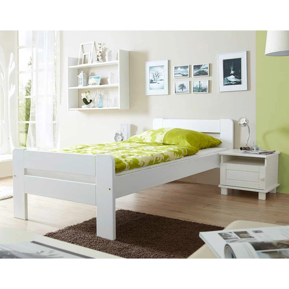 Nachtschrank & Einzelbett In Weiß - Ewlina (zweiteilig) - Image 2