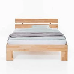 Naturfarbenes Kernbuche Bett Mit Kopfteil - Nucet -Massivholzbetten Shop naturfarbenes kernbuche bett mit kopfteil optional mit bettkasten nucet 04