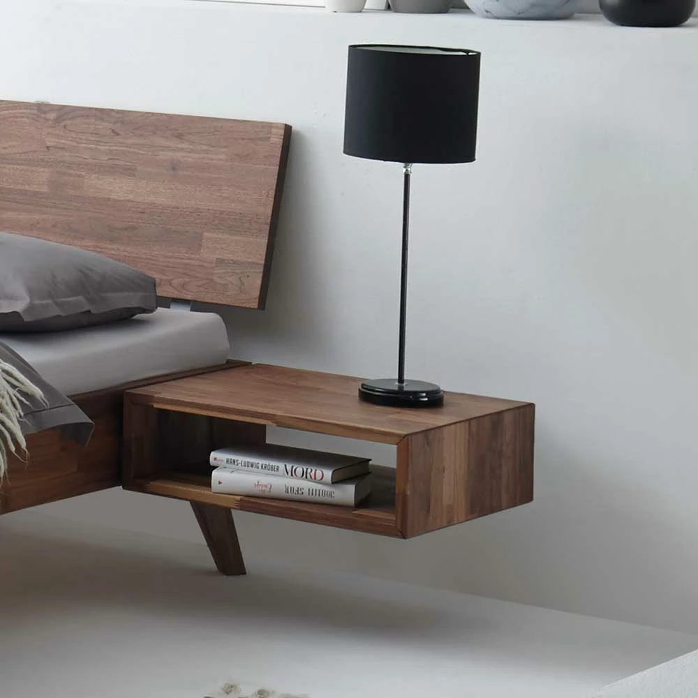 Nussbaum Massivholzbett & Nachttisch - Mariandra (zweiteilig) Nussbaum Massivholzbett & Nachttisch - Mariandra (zweiteilig) -Massivholzbetten Shop nussbaum massivholzbett nachttisch in 90x200 100x200 mariandra 02