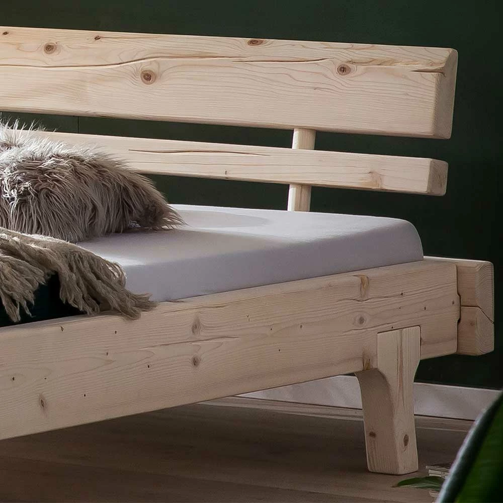 Rustikales Balkenbett Aus Fichte Massivholz - Basel - Image 4