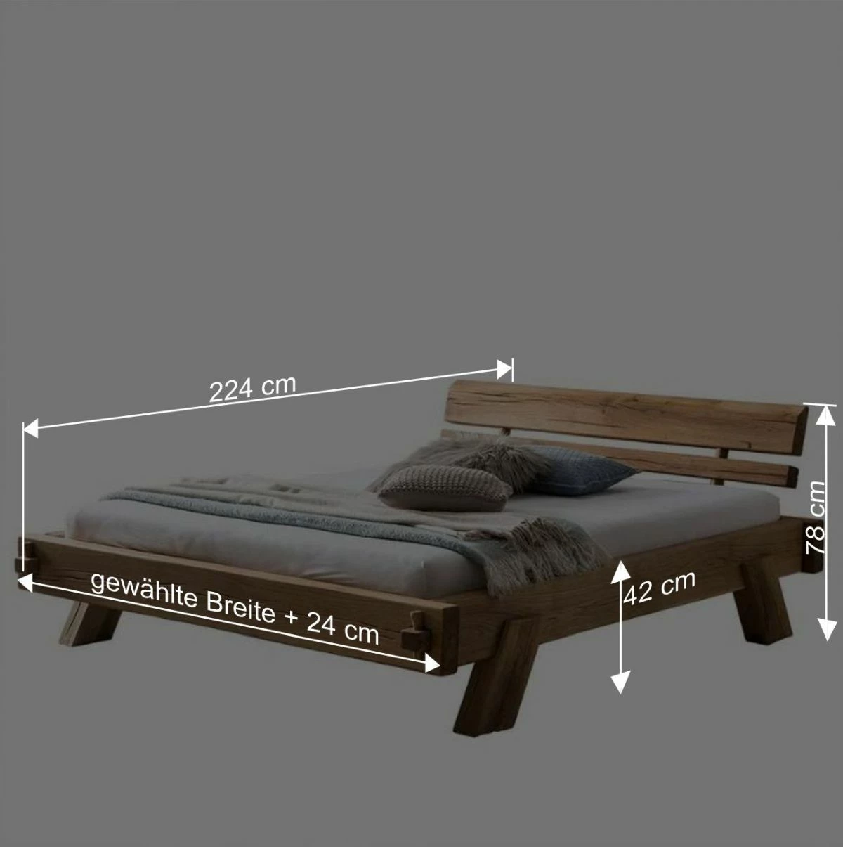 Rustikales Balkenbett Aus Fichte Massivholz - Basel - Image 5